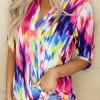 Večbarvna tie dye bluza Shiva z zavihanimi rokavi na gumb
