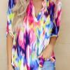 Večbarvna tie dye bluza Shiva z zavihanimi rokavi na gumb