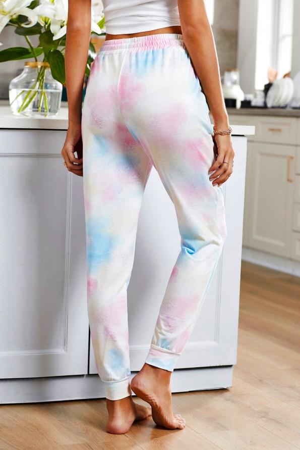 Večbarvne tie dye jogger hlače Maeve z vrvico
