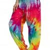 Večbarvne tie dye ohlapne harem hlače Lila