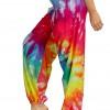 Večbarvne tie dye ohlapne harem hlače Lila