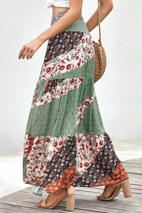 Večbarvno bohemsko dolgo maksi krilo Gracelynn