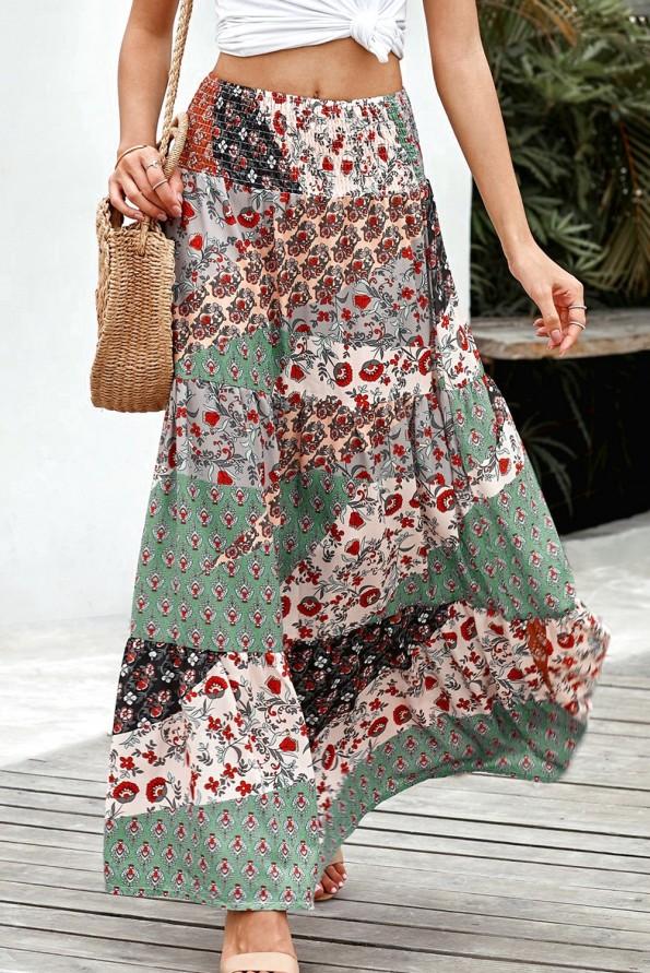 Večbarvno bohemsko dolgo maksi krilo Gracelynn