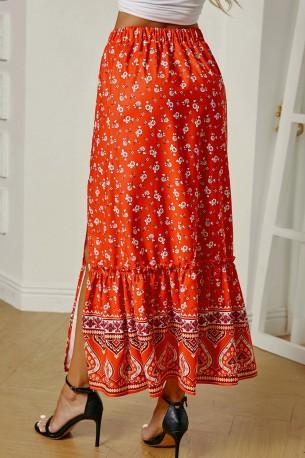 Večbarvno cvetlično maksi krilo Mikaela