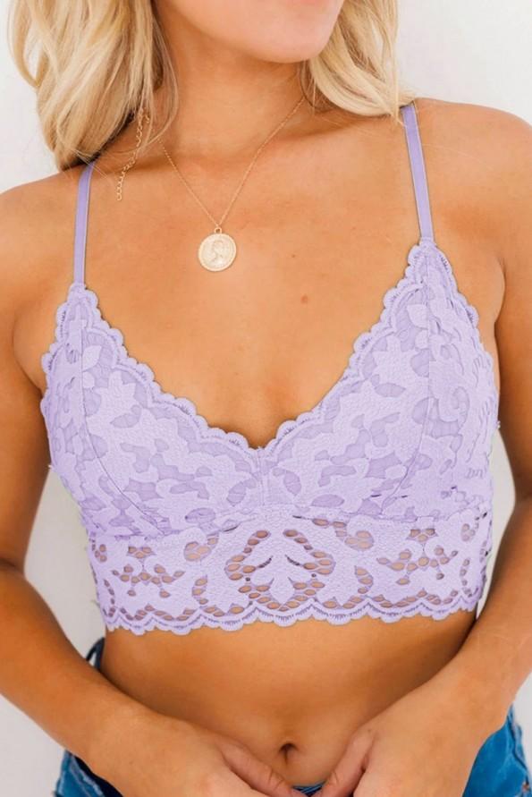 Vijoličen čipkast modrček Oaklynn