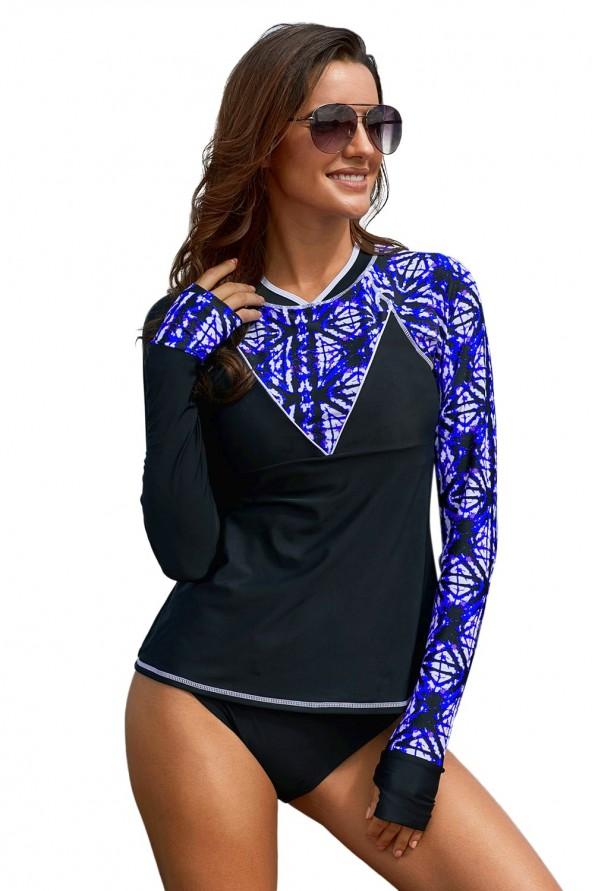 Vijoličen enodelen rash guard top Paris s potiskom