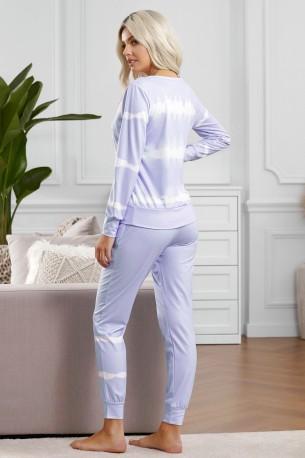 Vijoličen komplet Paige s tie dye črtami