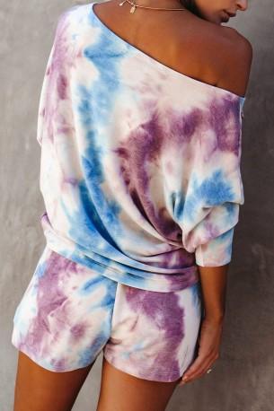 Vijoličen tie dye komplet Lucy za prosti čas