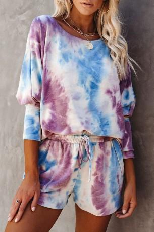 Vijoličen tie dye komplet Lucy za prosti čas