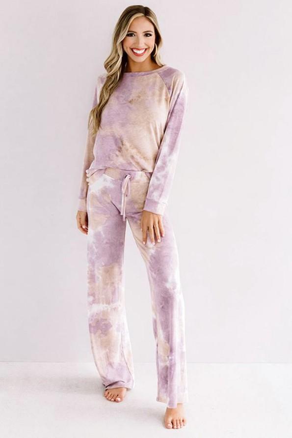 Vijoličen tie dye komplet Valentina za prosti čas