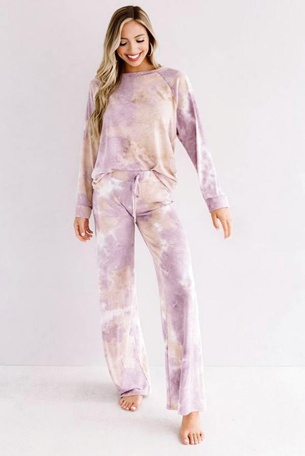 Vijoličen tie dye komplet Valentina za prosti čas
