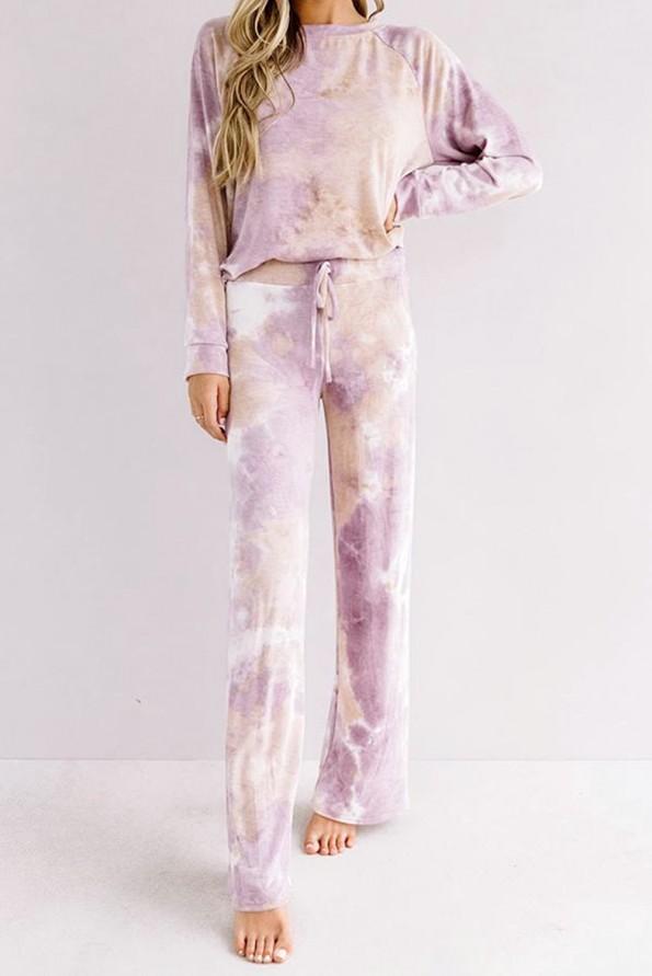 Vijoličen tie dye komplet Valentina za prosti čas