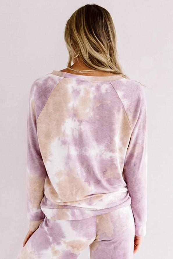 Vijoličen tie dye komplet Valentina za prosti čas