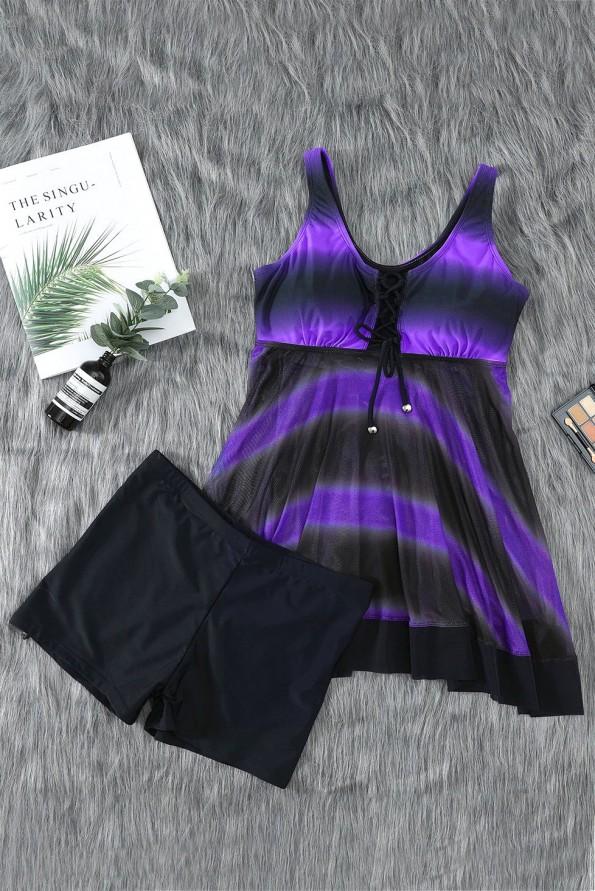 Vijoličen tie dye tankini komplet Mandy