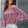 Vijolična bluza Madelynn z odprtimi rameni in cvetličnim potiskom