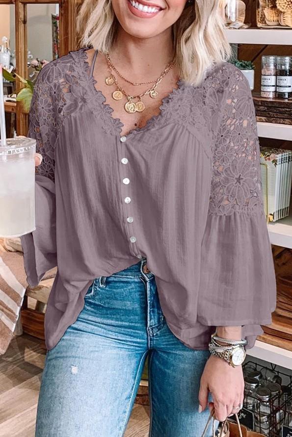 Vijolična bluza Penelope s čipkami