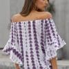 Vijolična bluza Talia s tie dry vzorcem in vozlom