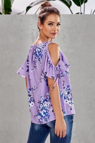 Vijolična bluza z odprtimi rameni