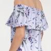 Vijolična cvetlična bluza  s carmen izrezom