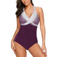 Vijolične enodelne kopalke Alexis s pikami