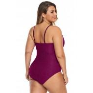 Vijolične enodelne kopalke Mavis z vezmi za močnejše