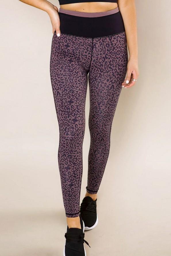 Vijolične bombažne pajkice Mallory z leopardjim motivom