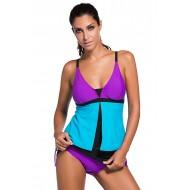 Vijolično modre elastične tankini Essa