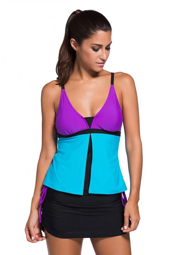 Vijolično modre elastične tankini Essa