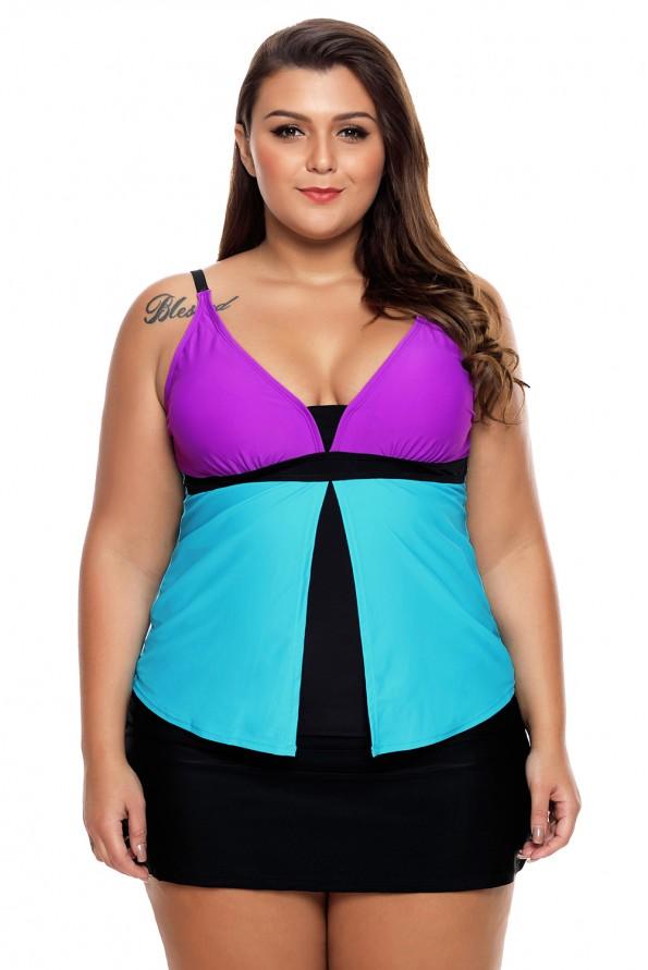 Vijolično modre elastične tankini Essa