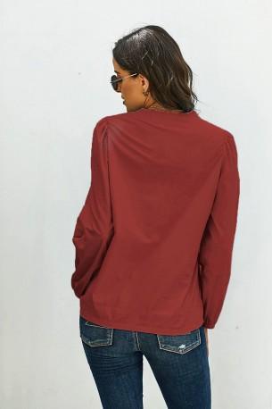 Vinsko rdeča bluza Cali z dolgimi rokavi