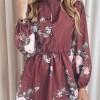 Vinsko rdeča cvetlična mini obleka Diana