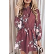 Vinsko rdeča cvetlična mini obleka Diana