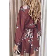 Vinsko rdeča cvetlična mini obleka Diana