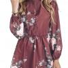 Vinsko rdeča cvetlična mini obleka Diana