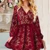 Vinsko rdeča mini obleka s čipko Fiona
