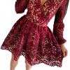 Vinsko rdeča mini obleka s čipko Fiona