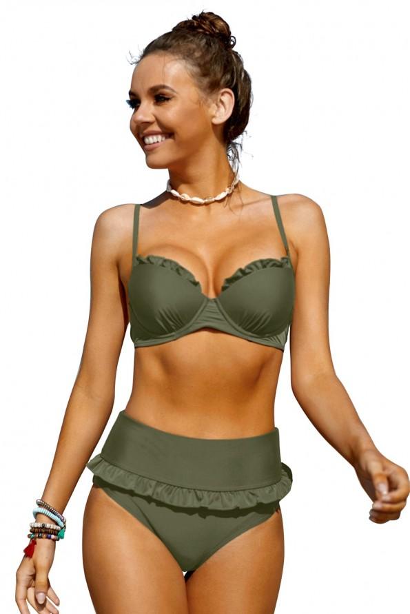Zelen bikini Guadalupe z volančki