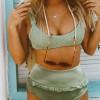 Zelen bikini Helena z visokim pasom