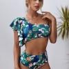 Zelen bikini Kerry s potiskom lista in volančki