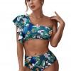 Zelen bikini Kerry s potiskom lista in volančki