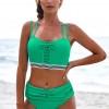 Zelen bikini z vrvicami in visokim pasom