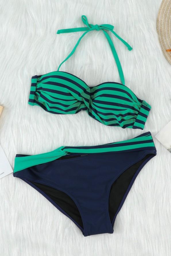 Zelen črtast bikini Lilyana
