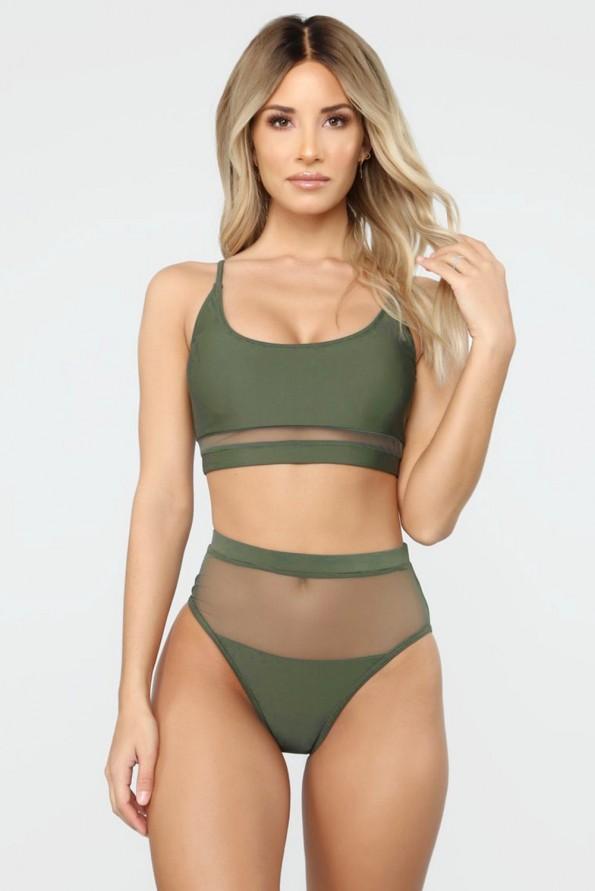 Zelen dvodelni bikini Macie z prozornim pasom