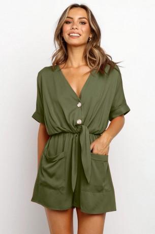 Zelen kratek pajac Bianca z žepi