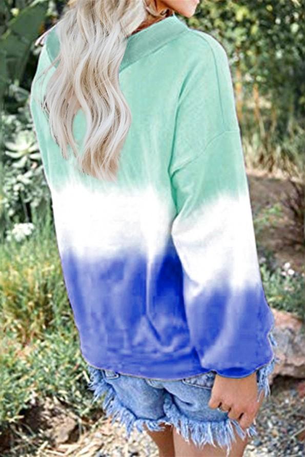 Zelen ombre/tie dye pulover Cora