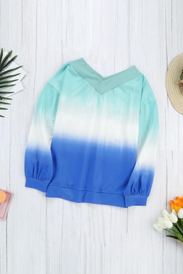 Zelen ombre/tie dye pulover Cora