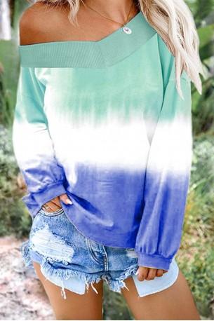 Zelen ombre/tie dye pulover Cora