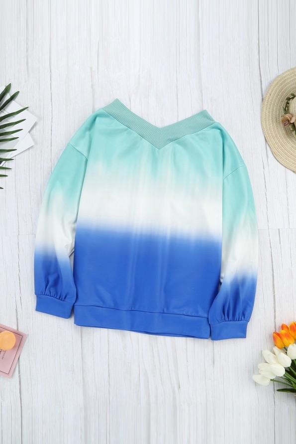 Zelen ombre/tie dye pulover Cora