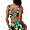 Zelen preprost bikini Alison s tropskim motivom