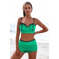 Zelen push up bikini Bella z visokim pasom
